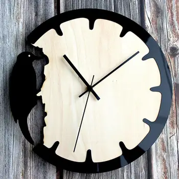 Деревянные 3D Настенные часы, Настенные Декоративные часы с птицей, Уникальный Дятел, современный дизайн, Креативные Настенные часы для комнат, кухни