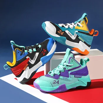 Детская спортивная обувь, Летние детские кроссовки с дышащей сеткой, Мужские осенние модные баскетбольные кроссовки, Детская баскетбольная обувь