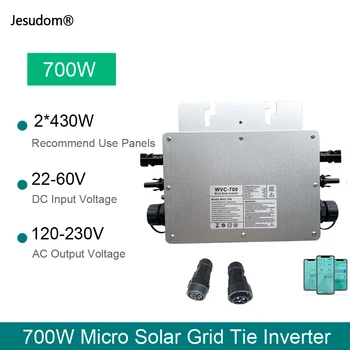 Солнечный инвертор мощностью 700 Вт на входе DC22V-60V в AC110V220V MPPT, сетевой преобразователь с чистым синусоидальным выходом