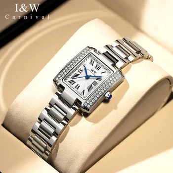 Новый швейцарский люксовый бренд I & W Carnival, Японские кварцевые женские часы 7,5 мм, ультратонкие водонепроницаемые простые часы с бриллиантами 696L