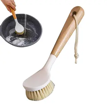 Деревянная щетка для сковороды и горшка с длинной ручкой, Щетка для мытья посуды и миски, Практичные Подвесные Инструменты для чистки кухни с Антипригарным покрытием и маслом